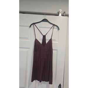 POL Burgundy Lace Trim Cami Tank Top Women's Size S Adjustable Straps